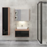 ф VITRA METROPOLE 80 см из искуственного камня, c 1 ящиком, цвет сливовое дерево, фасад черное акриловое стекло