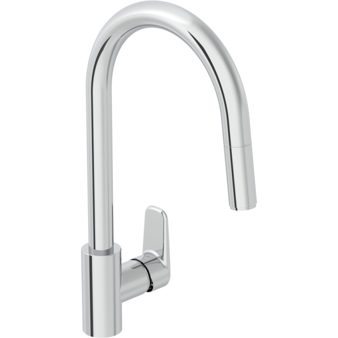 Смеситель для кухни VITRA FLOW SOFT A43445EXP с поворотным изливом однорычажный хром латунь