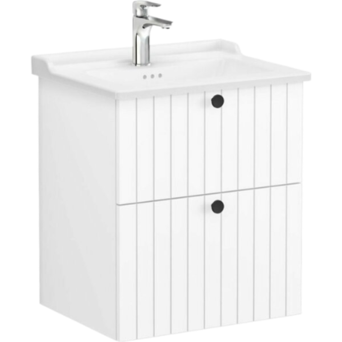 Тумба VITRA ROOT GROOVE 60 см с круглой раковиной 2 ящика матовый белый