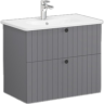 Тумба VITRA ROOT GROOVE 80 см с круглой раковиной 2 ящика матовый серый
