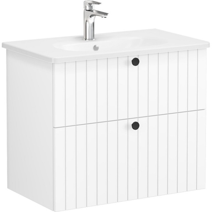 ТумбаVITRA ROOT GROOVE 80 см с круглой раковиной 2 ящика, матовый белый