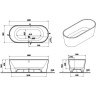Ванна VITRA GEO 180x80 отдельностоящая с ножками, скрытый сифон